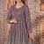 purple embroidered butterfly net semi - stitched kurta set