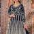 blue embroidered butterfly net semi - stitched kurta set