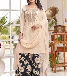 cream embroidered ho fabric free size stitched kurta set