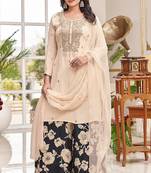 cream embroidered ho fabric free size stitched kurta set