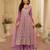 lavender embroidered geogette free size stitched kurta set