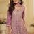 lavender embroidered geogette free size stitched kurta set