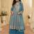 blue embroidered geogette free size stitched kurta set