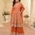 peach embroidered geogette free size stitched kurta set