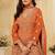 peach embroidered geogette free size stitched kurta set