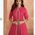 hot pink embroidered chinon stitched crop top jacket with skirt