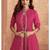 rani pink embroidered chinon stitched crop top jacket with skirt
