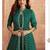 green embroidered chinon stitched crop top jacket with skirt