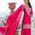 rani pink embroidered chinnon free size stitched kurta set