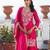 rani pink embroidered chinnon free size stitched kurta set