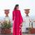 rani pink embroidered chinnon free size stitched kurta set