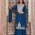 teal embroidered chinnon free size stitched kurta set