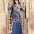 blue embroidered chinnon free size stitched kurta set