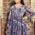 blue embroidered chinnon free size stitched kurta set
