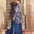 blue embroidered chinnon free size stitched kurta set