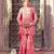 pink embroidered chinnon free size stitched kurta set