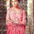 pink embroidered chinnon free size stitched kurta set