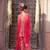 pink embroidered chinnon free size stitched kurta set