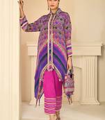 multi printed crep silk free size stitched high low kurta suit
