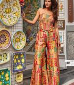 multi printed viscos position jacquard silk free size stitched strapless tube bodice suit