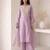 lavender embroidered roman silk free size stitched a-line kurta set