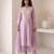 lavender embroidered roman silk free size stitched a-line kurta set