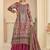 magenta printed creap silk free size stitched straight-cut kurti suit