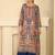 beige printed creap silk free size stitched straight-cut kurti suit