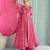 deep magenta pink embroidered chinnon free size stitched flared anarkali-style kurta gown suit