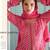 deep magenta pink embroidered chinnon free size stitched flared anarkali-style kurta gown suit