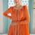 bright tangerine orange embroidered chinnon free size stitched flared anarkali-style kurta gown suit