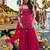 fuchsia pink embroidered georgette free size stitched short strappy straight tunic suit