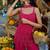 fuchsia pink embroidered georgette free size stitched short strappy straight tunic suit