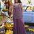 deep purple embroidered georgette free size stitched short strappy straight tunic suit