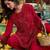 maroon red thread georgette free size stitched short strappy straight tunic suit
