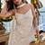 ivory cream thread georgette free size stitched short strappy straight tunic suit