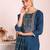 blue embroidered poly silk free size stiched kurta set