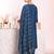 blue embroidered poly silk free size stiched kurta set