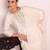 off white embroidered poly silk free size stiched kurta set