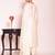 off white embroidered poly silk free size stiched kurta set