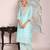 sky blue embroidered poly silk free size stiched kurta set