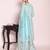 sky blue embroidered poly silk free size stiched kurta set
