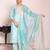 sky blue embroidered poly silk free size stiched kurta set