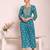 blue embroidered poly silk free size stiched anarkali kurti suit