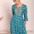 blue embroidered poly silk free size stiched anarkali kurti suit