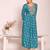 blue embroidered poly silk free size stiched anarkali kurti suit