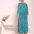 blue embroidered poly silk free size stiched anarkali kurti suit