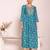 blue embroidered poly silk free size stiched anarkali kurti suit
