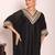 black embroidered poly silk free size stiched kaftan style kurta suit