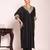 black embroidered poly silk free size stiched kaftan style kurta suit